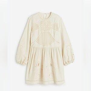 H&M Cream Embroidered Mini Dress